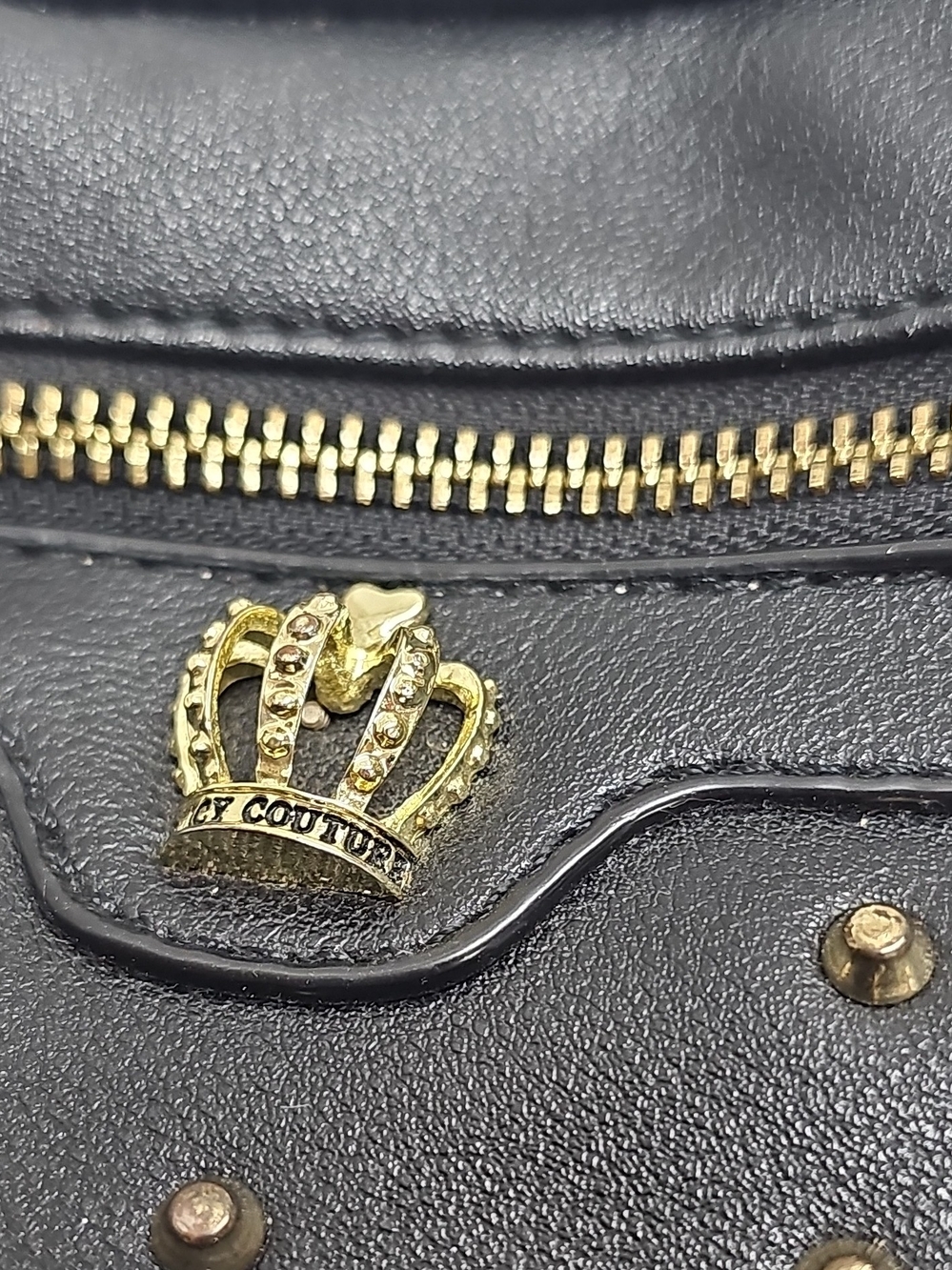 Black Women’s Crossbody Bag with Gold Accent - Picture 2 of 7